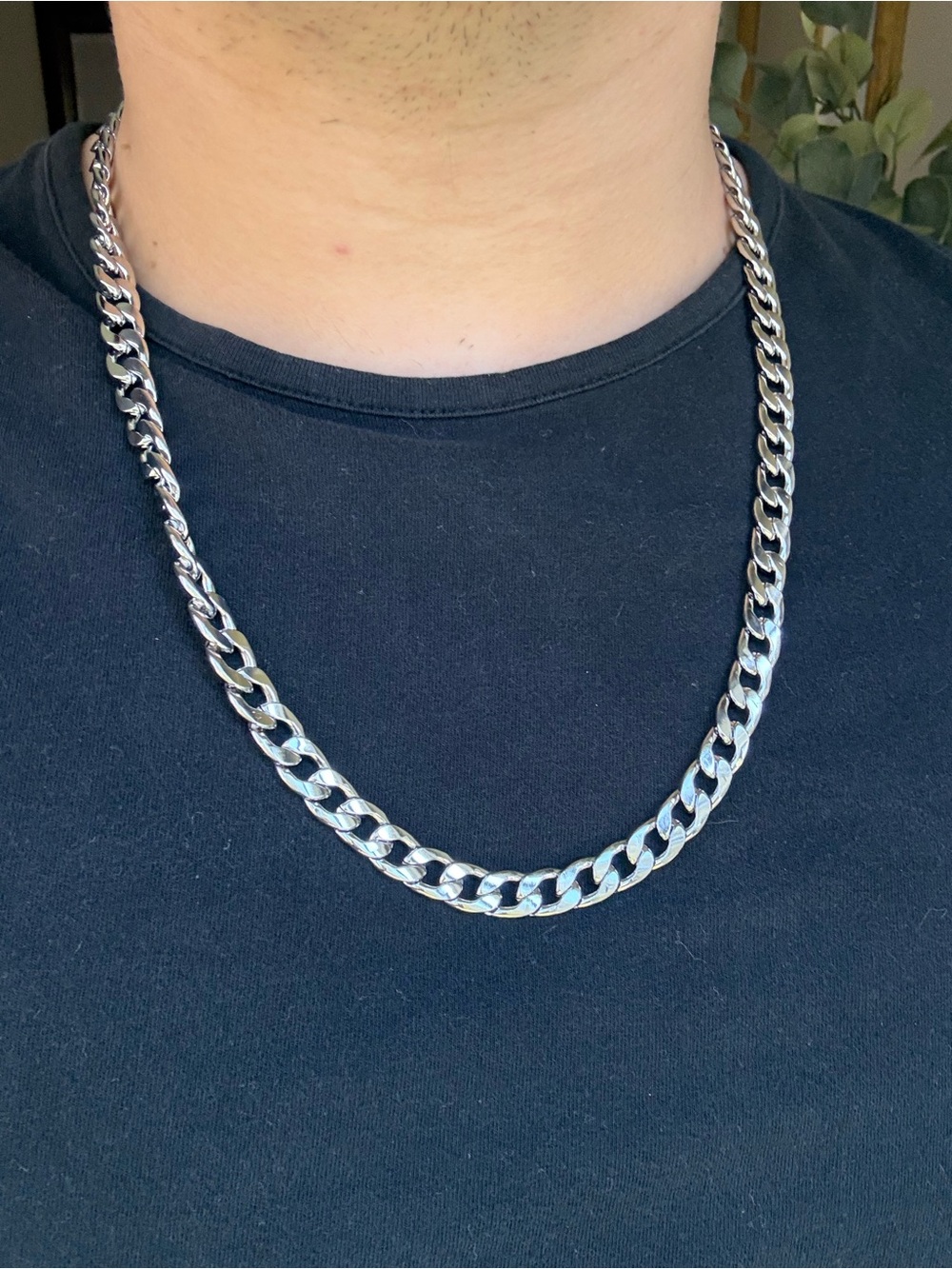 Silver Cuban Link Chain Necklace